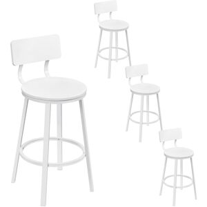 Borough Wharf Bar Stools Set Of 4, Bar Chairs, Breakfast Stools, Kitchen Island Stools, Counter Stools With Footrest And Backrest, Metal Frame + Mdf Seat And Back, White 89cm H X 51.5cm W X 51.5cm D
