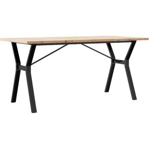 DEvidaxl vidaXL Dining Table Y-Frame Solid Wood Pine and Steel Brown 75.5cm H x 140cm L x 80cm W