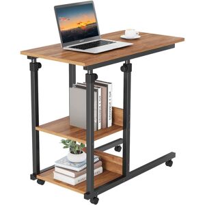 Rio Aarah Mobile Rolling Laptop Side Table with Storage Black/Walnut 89cm H X 80cm W X 40cm D