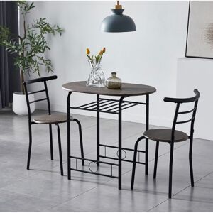 17 Stories Leund 2 - Person Dining Set Distressed Gray/Black/Distressed Grey 2