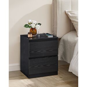 17 Stories KAILYN Collection - Nightstands With Charging Station, Set Of 2 Bedside Tables With Drawers, Side End Tables, 2 AC Outlets, 2 USB Ports, For Living Ro Ebony Black 49cm H X 40cm W X 35cm D
