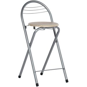 Metro Modern Folding Bar Stools, Compact Kitchen Foldable Bar Stools With Backrest (Silver) Beech 1