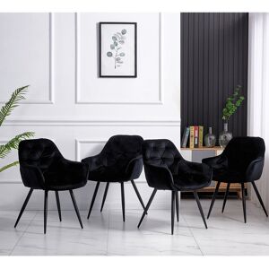 Canora Grey Runkle Upholstered Velvet Dining Chair with Arm Black 83cm H X 57cm W X 61cm D