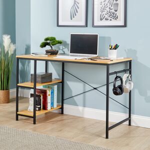 Borough Wharf Stanton Computer Desk Adjustable Shelves Storage Hook Home Office Workstation Beige 75cm H X 120cm W X 60cm D