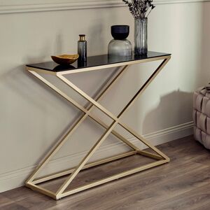 Fairmont Park Hematite 100 Cm Console Table Gold/Black Glass 187.96cm H X 254cm W X 76.2cm D