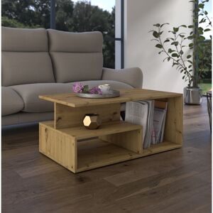 Zipcode Design Cheston Floor Shelf Coffee Table with Storage Artisan Oak 43cm H X 90cm W X 51cm D