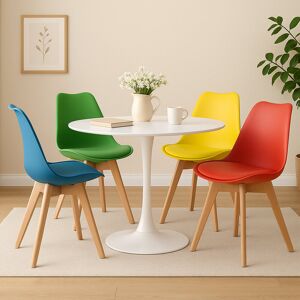 George Oliver Set of 4 Dining Chairs Wooden Legs Soft Cushion Pad Stylish DELUXE Retro Lounge Dining Office Chair Turquoise 82cm H X 49cm W X 56.5cm D