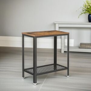 Borough Wharf Annancy 2 Tier Industrial Side End Table With Mesh Shelf Brown 60cm H X 60cm W X 30cm D