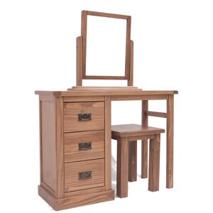 Marlow Home Co. Rockett Dressing Table Set with Mirror Brown 128cm H X 100cm W X 40cm D