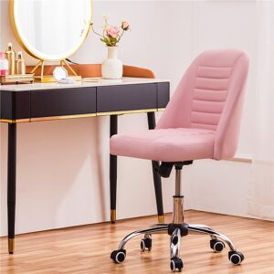 Yaheetech Modern Office Chair with Silver Chrome Base Pink 55cm W X 58cm D