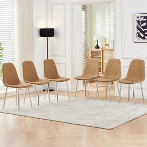 George Oliver Wayland Modern Upholstered Faux Leather Dining Chair Coffee/Silver 84.5cm H X 44cm W X 40cm D