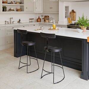 Borough Wharf Alvada Natural Mango Wood Bar Stool - Set of 2 Black 100cm H X 41cm W X 44cm D