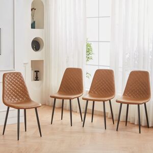 George Oliver Walpole Modern Upholstered Faux Leather Dining Chair Light Brown 84.5cm H X 44cm W X 40cm D