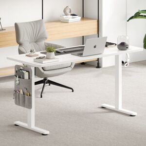 Inbox Zero Electric Height Adjustable Home Office Standing Desk White/White 140cm W x 60cm D