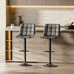 Borough Wharf Upholstery Indoor Dining Chair Comfy Bar Stool (Set of 2) Grey 46cm W X 40cm D