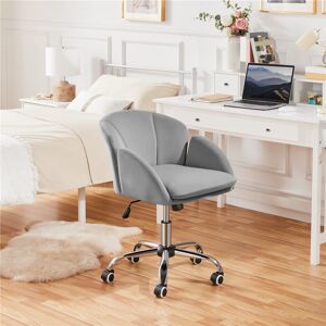 Yaheetech Desk Chair With Petal-shaped Backrest Light Grey Velvet 81.5cm H X 60cm W X 61cm D