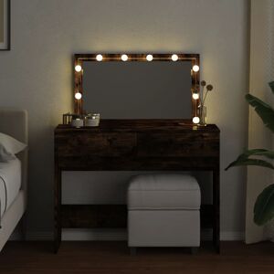 Vidaxl Dressing Table With LED White 100X40x120 Cm Smoked Oak 120cm H X 100cm W X 40cm D