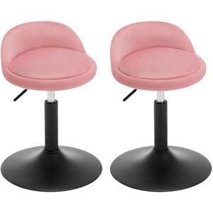 George Oliver Set of 2 make-up stools, height-adjustable stool, office stool, dining chair, kitchen stool, swivel stool, make-up stool, velvet, 42.5-58cm, for livin Matt black/Antique pink and pink 38.5cm W X 43cm D