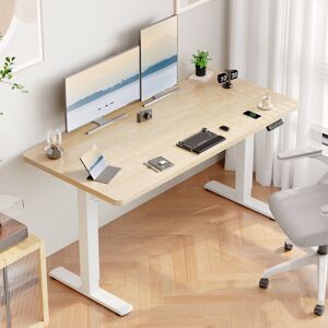 17 Stories Electric Standing Desk Height Adjustable Desk Sit Stand Desk With Time Reminder Stand up Desk 3 Memory Setting Electric Desk Beige/White 72cm H x 140cm W x 60cm D