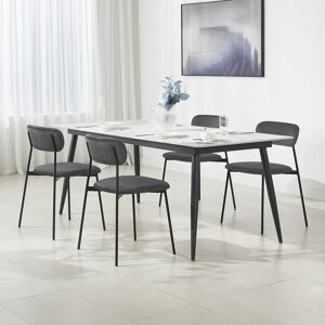 17 Stories Dining Room Chairs, Set Of 4, Kitchen Chairs, Upholstered Chairs, Dressing Table Chairs, For Dining Room, Kitchen, Living Room, Metal Legs, Velvet Sea Dark Grey 79cm H X 45cm W X 47.5cm D
