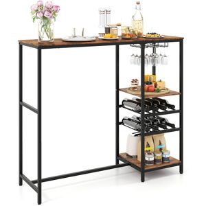 Borough Wharf Bar Table 121Cm Counter Breakfast Dining High Tables With Shelves-Brown Brown
