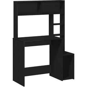 Latitude Run Desk With Shelves Artisan Oak 100X45x140 Cm Engineered Wood Black