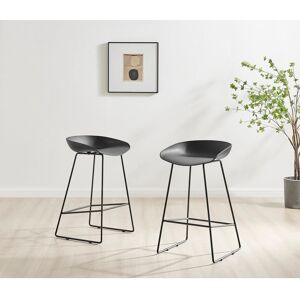 Borough Wharf Lotti Elegant & Minimalist Moulded Plastic Kitchen Breakfast Bar Stool - Modern Sleek Design Black/Black 74cm H X 43cm W X 36cm D