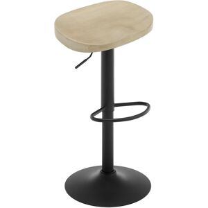 17 Stories Single bar stool, height -adjustable swivel stool, with saddle seat and footrest Light wood look 41.5cm W X 41cm D