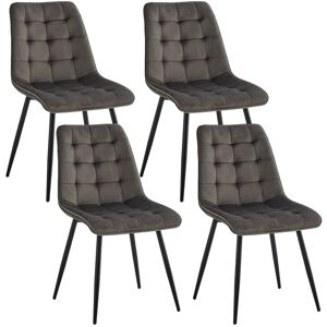 George Oliver Set Of 4 Velvet Chairs - Retro Style, Ergonomic Dining Room Chairs - 47 Lx43 Dx50 H Cm (Black) Dark Grey 85cm H X 46cm W X 47cm D