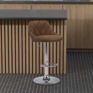 Metro Faux Leather Suede Bar Stool - Set of 2 Brown 46cm W X 50cm D