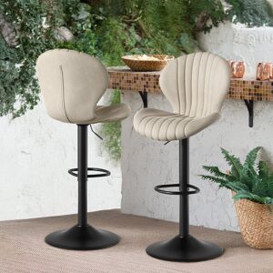 George Oliver Bar Stools Set of 2 Modern Swivel Bar Chairs, Barstools Counter Height with High Backrest Easy 3-5 Minute Assembly for Bar, Kitchen, Dining Room Beige 49cm W X 40cm D
