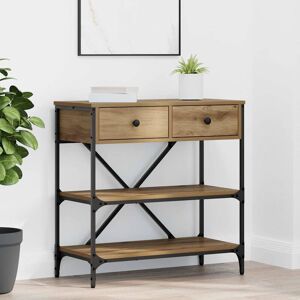 Borough Wharf Console Table With Drawer With Shelf Old Wood Engineered Wood Artisan Oak 75cm H x 75cm W x 34.5cm D