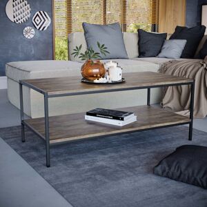 Borough Wharf Sylvie Industrial Style Rustic Coffee Table with Metal Legs and Storage, Living Room Furniture Dark Wood 40cm H X 100cm W X 50cm D