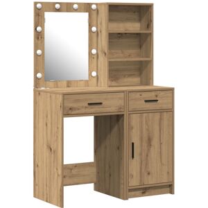 Latitude Run Set Of 2 White MDF Medium Vanity Table Rectangular Modern Artisan Oak 135cm H X 50cm W X 41cm D