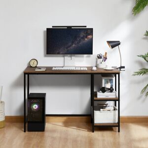 Borough Wharf Sylvie Industrial Style Computer Desk With Storage Shelves and Metal Legs Home Office Workstation Brown 120cm W X 60cm D