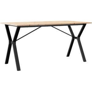 DEvidaxl vidaXL Dining Table Y-Frame Solid Wood Pine and Steel Brown 75cm H x 140cm L x 80cm W