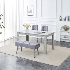 Fairmont Park Dining Table and 2 Chairs And Bench Oak Effect Wood Table 1 Grey Velvet Chairs Dining Room Stone Grey 75