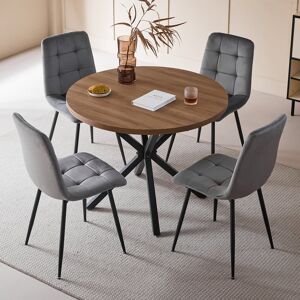 Fairmont Park Set Of 4 Chairs - Vintage Dining Chairs - Upholstered In Dutch Velvet - High Back, Grey Grey 89.5cm H X 44cm W X 41cm D