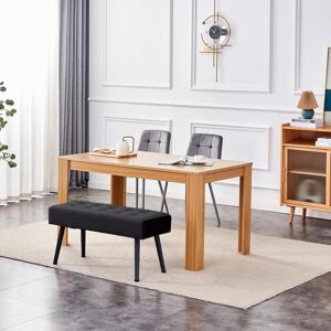 Fairmont Park Wooden Dining Set with 2 Velvet Chairs and Bench Oak/Grey 75cm H x 140cm L x 80cm W