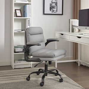 Inbox Zero Lambright Executive Chair, Ergonomic Swivel Office Desk Chair with Flip-up Armrest and Adjustable Height, PU Leather Thickened Cushion, for Computer T Grey 45cm W X 46cm D