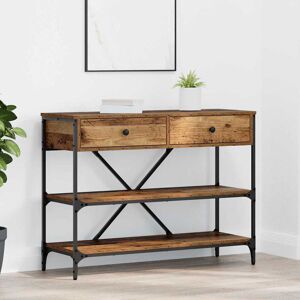 Borough Wharf Console Table With Drawer With Shelf Old Wood Engineered Wood Old Wood 75cm H x 100cm W x 34.5cm D