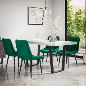 George Oliver Aria Dining Table And Chairs - Table Top w Legs + Nova Velvet Dining Chair Set Of 6 White/Black/Green 6