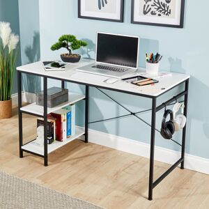 Borough Wharf Stanton Computer Desk Adjustable Shelves Storage Hook Home Office Workstation White 75cm H X 120cm W X 60cm D