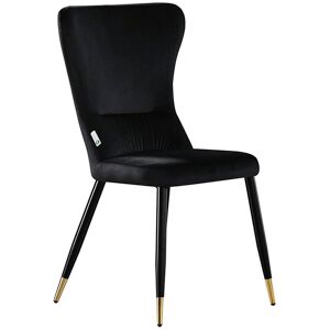 Canora Grey Hartshorne Velvet Dining Chair - Ergonomic Curved Back with Metal Legs - Side Chair for Dining Room Kitchen Living Room - Single Black/Gold/Black 94cm H X 56cm W X 45cm D