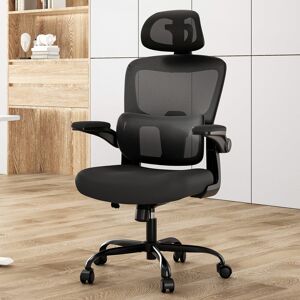 Inbox Zero Groningen High Back Ergonomic Chair with Adjustable Headrest and Lumbar Support Black 65cm W X 26cm D
