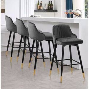 Canora Grey 65Cm Swivel Velvet Upholstered Counter & Bar Stool With Solid Metal Frame Grey 90cm H X 51.5cm W X 51.5cm D