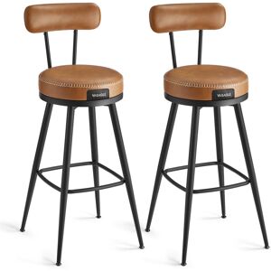 George Oliver EKHO Collection - 360° Swivel Bar Stools Set Of 2, Counter Bar Chairs With Backs, Synthetic Leather With Stitching, Mid-Century Modern, 76 Cm Tall, Ki Brown 101cm H X 57cm W X 57cm D