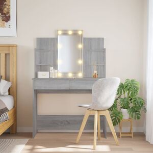 17 Stories Micsunel Dressing Table with Mirror Grey Sonoma 142cm H X 96cm W X 40cm D