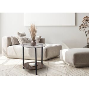 Borough Wharf Aleysa Floor Shelf Coffee Table with Glass Top and with Storage 52cm H X 47cm W X 47cm D