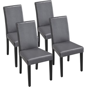 Yaheetech 4PCS Dining Room Chairs High Back Padded Rubberwood Legs Dark Grey 92.5cm H X 46cm W X 58cm D
